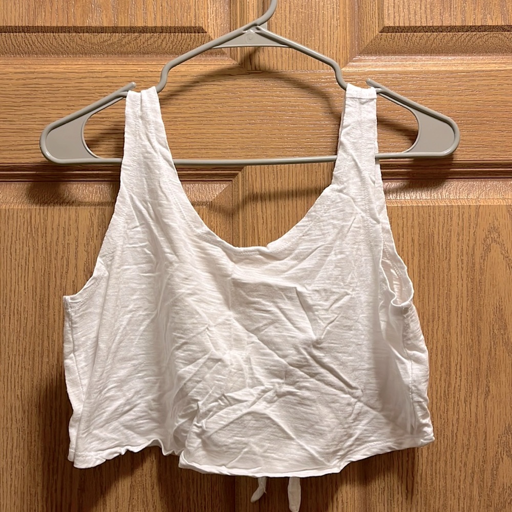 Forever 21 Cropped White Tank Top with Tie Back